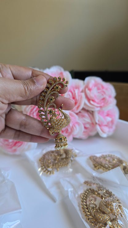 South Indian Peacock Jhumka Earrings | Traditional Temple Style Kemp Stone Jhumkas | Bridal & Festive Jewelry | Tamil Ethnic Earrings